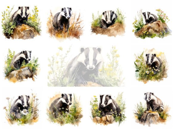 Adorable Badger Watercolor Clipart Set Review