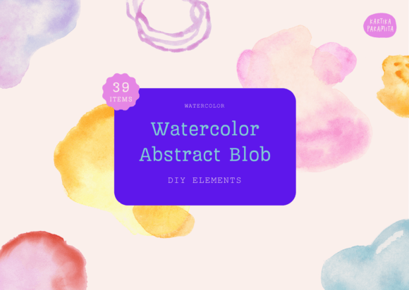 Bright Vibrant Watercolor Abstract Blob