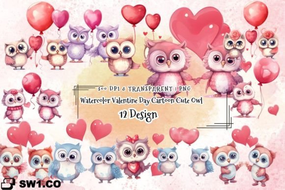 Capturing Whimsy: Reviewing the Watercolor Cute Owl Valentine’s Day PNG for Real Design Projects