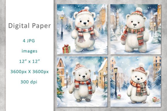 Cute Bear Watercolor Digital Papers for Illustrations & Digital Product Sellers