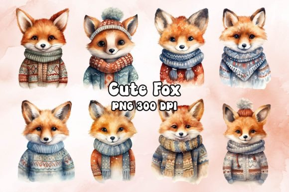 Cute Fox Watercolor Illustrations for Branding & Marketing