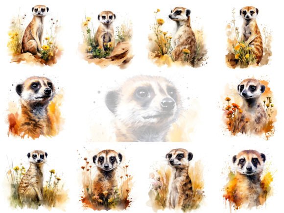 Cute Meerkat Watercolor Clipart Bundle Review