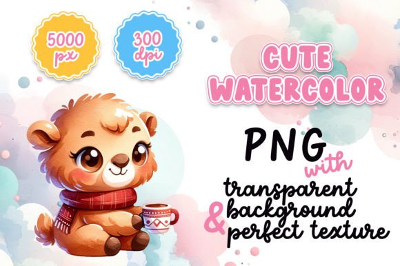 Cute Watercolor Camel with Hot Cocoa Illustration for Cozy Crafting