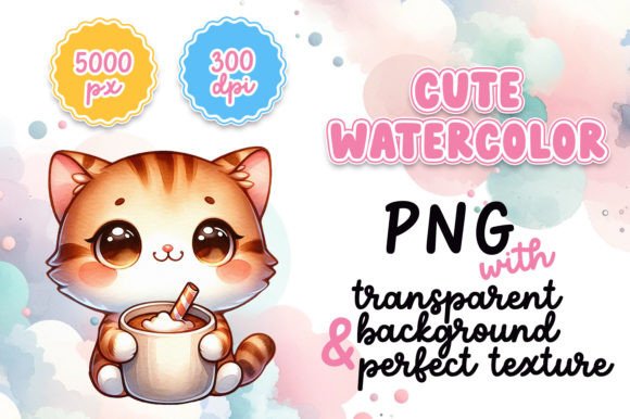 Cute Watercolor Cat with Hot Cocoa: A Cozy Illustration for Lifestyle Blogs and Content Brands