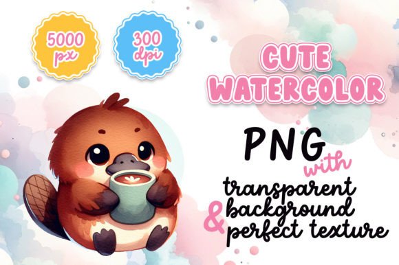 Cute Watercolor Platypus with Hot Cocoa Illustrations for Brand Storytelling