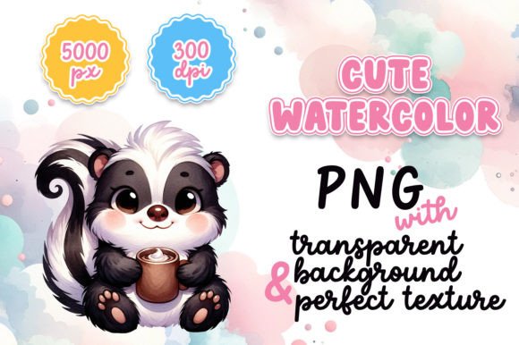 Cute Watercolor Skunk with Hot Cocoa: A Brand Designer’s Review of This Playful Illustration