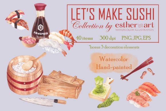Exploring Sushi Watercolor Hand-painted Clipart for Etsy & Digital Product Sellers