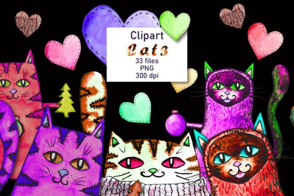h1Watercolor Cats Clipart, PNG, Digital Illustrations for Soft, Approachable Branding/h1