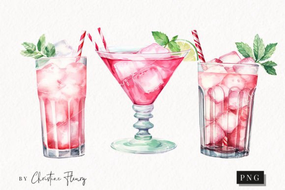 h1Watercolor Pink Peppermint Cocktails Illustration for Modern Branding Visualsh1