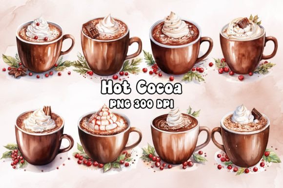 Hot Cocoa Watercolor Illustrations for Cozy Branding Campaigns