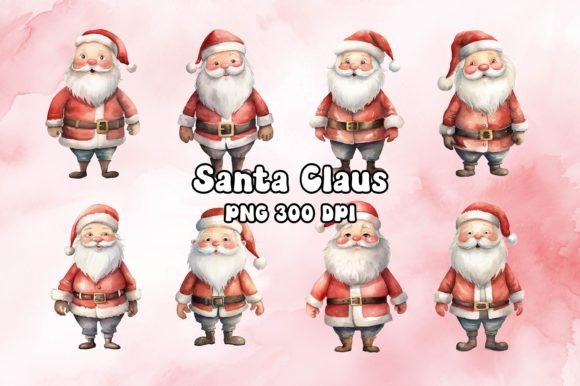 Jolly Santa Claus Watercolor Illustrations for Creative Sellers