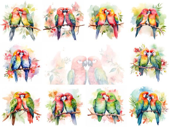 Parrots in Love Watercolor Clipart Set: A Designer’s Honest Take for Real Embroidery Use