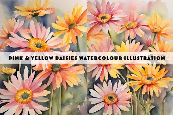 Pink Yellow Daisies Watercolour Duo: A Designer’s Review for Real Client Projects