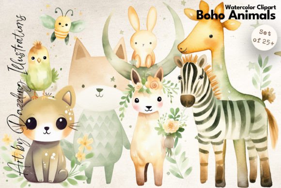 Watercolor Boho Animals: Lush Illustrations for Lifestyle Blogs and Creative Content