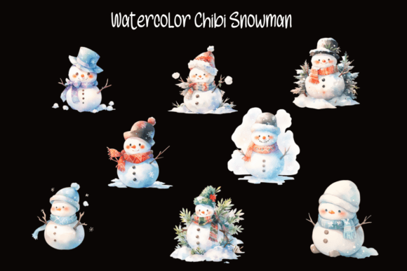 Watercolor Chibi Snowman Illustrations Bring Whimsy to Winter Branding
