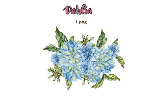 Watercolor Dahlia Flowers Composition