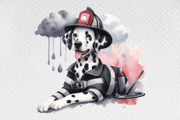 Watercolor Dalmatian Fireman PNG Illustration Review for Modern Branding