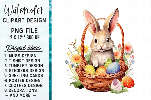 Watercolor Easter Baskets Clipart: A Festive Illustration for Local Branding and Seasonal Packaging