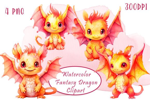 Watercolor Fantasy Fire Dragon Illustration Adds Bold Charm to Local Branding