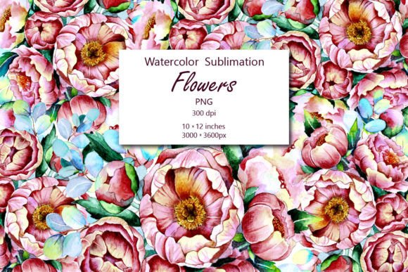 Watercolor Flowers Sublimation PNG for Editorial & Web Design