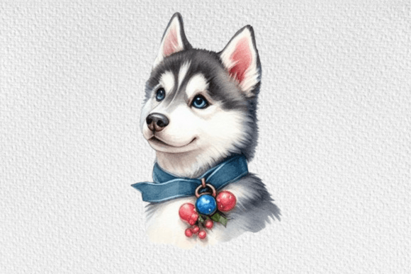 Watercolor Husky Dog Clipart PNG for Crafting & Handmade Business Use