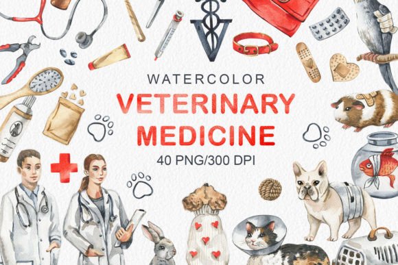 Watercolor Veterinary Medicine Clipart: Illustrations for Heartfelt Handmade Pet Projects