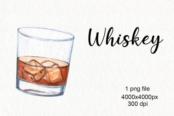 Watercolor Whiskey Glass Clipart & Illustrations for Modern Branding