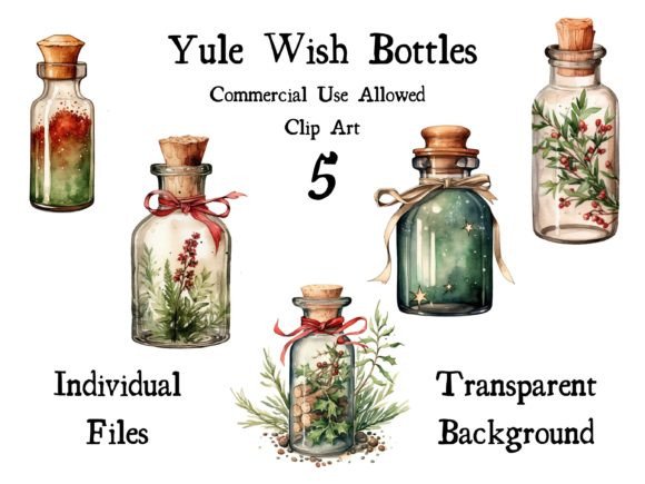 Yule Wish Bottles 5 Watercolor PNG Review